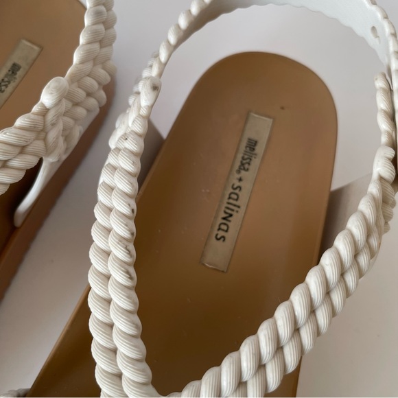 Melissa + Salinas Cosmic Sandals in White and Natural Size US 5 - Picture 8 of 14